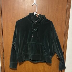 Puma Dark Green Velour Hoodie